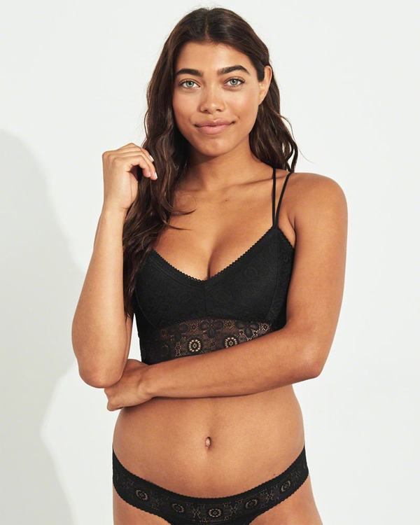 Bralette Hollister Donna Strappy Longlinelette With Removable Pads Nere Italia (609NHGTX)